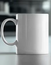 Egy fehér kerámia bögre.